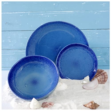 Handmade Blue Speckled Dinner Plates Set of 2 for Ideal Dining