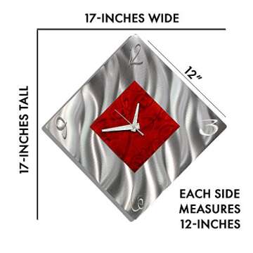 Red Metal Decorative Wall Clock, Abstract Modern Clock for Living Room or Kitchen, Jon Allen Metal Art, Fresh Start Clock