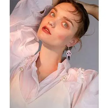 Halloween Theme Funny Acrylic Cartoon Earrings Creative Punk Skull Knife Grimace Dangle Earrings Creative Nightclub Jewelry for Women Halloween Costume Party Exaggeration Accessories, Metal, n/p