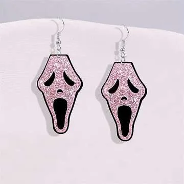 Halloween Theme Funny Acrylic Cartoon Earrings Creative Punk Skull Knife Grimace Dangle Earrings Creative Nightclub Jewelry for Women Halloween Costume Party Exaggeration Accessories, Metal, n/p
