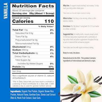 Isopure Plant-Based Protein Powder - Lactose Free, Gluten Free, Vanilla, 20g Protein