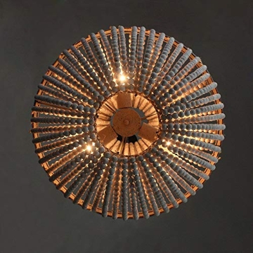Newrays Rustic Wood Bead Chandelier Lighting Fixture