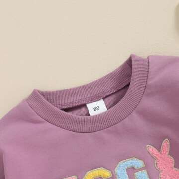 Twopumpkin Toddler Easter Shrit Baby Girl Outfit Crewneck Bunny Sweatshirt Long Sleeve Shirts Holiday Clothes (EGG STRA Purple, 2-3 Years)