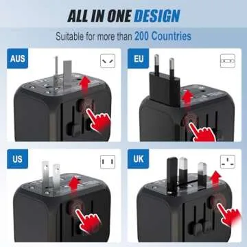 GLAMFIELDS Universal Travel Adapter Worldwide All in One International Wall Charger AC Plug Adaptor ...