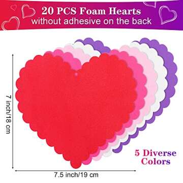 Fovths 460 Pieces Valentine's Day Foam Heart Craft Kits Heart Shaped Colorful Foam Stickers Self-Adh...