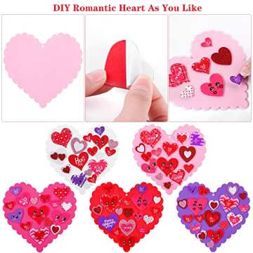 Fovths 460 Pieces Valentine's Day Foam Heart Craft Kits Heart Shaped Colorful Foam Stickers Self-Adhesive Heart Craft Stickers for Valentine's Day Decorations DIY Craft, Assorted Styles
