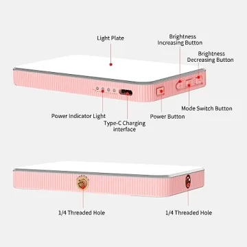 Newmowa Pink Selfie Light Smart Sensor 3 Modes 2000mAh