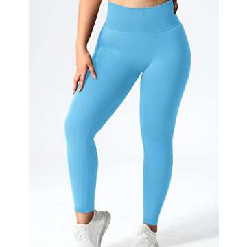 YEOREO Scrunch Butt Lift Leggings for Women Workout Yoga Pants Ruched Booty High Waist Seamless Leggings Compression Tights Light Blue L