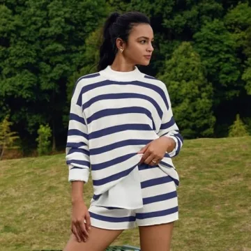 LAMISSCHE Womens Oversized Striped Lounge Sets