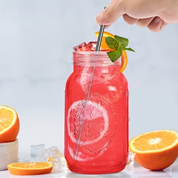 YSJILIDE Smoothie Cups - 24oz Mason Jar with Straw