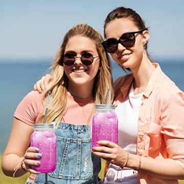 YSJILIDE Smoothie Cups - 24oz Mason Jar with Straw