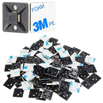 XHF 100 PCS 3/4" Black Self Adhesive Cable Zip Tie Mounts Wire Cable Clips Holders Management Anchor...