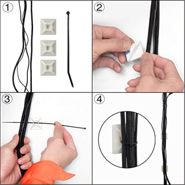XHF Self Adhesive Cable Zip Tie Mounts for Easy Organizing