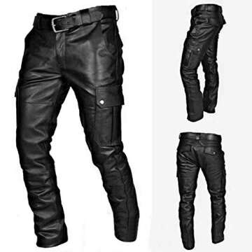 Men's Faux Leather Pants - Steampunk Goth Trousers with Slim Fit and Pockets