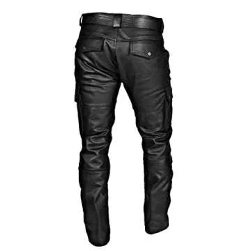 Men's Faux Leather Pants - Steampunk Goth Trousers with Slim Fit and Pockets