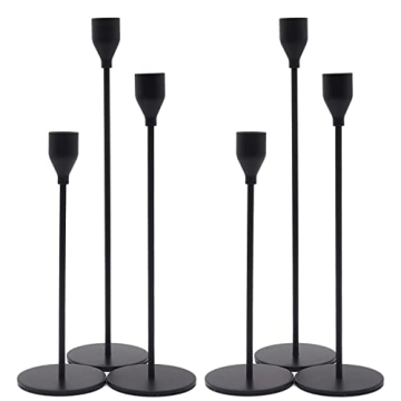 Stunning Matte Black Candlestick Holders - Denique 6 PCS Set
