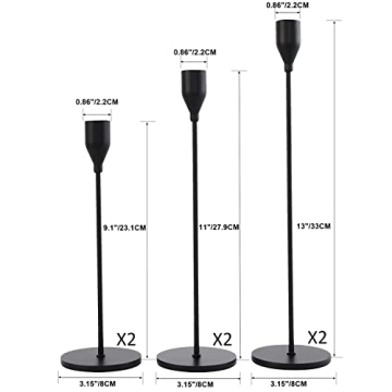 Stunning Matte Black Candlestick Holders - Denique 6 PCS Set