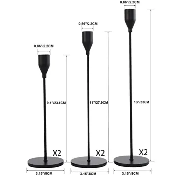 Stunning Matte Black Candlestick Holders - Denique 6 PCS Set