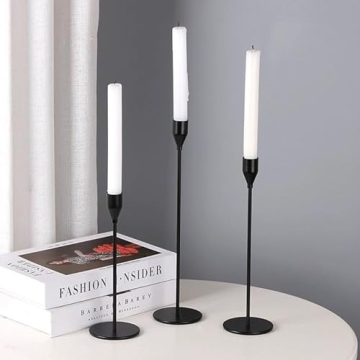 Stunning Matte Black Candlestick Holders - Denique 6 PCS Set