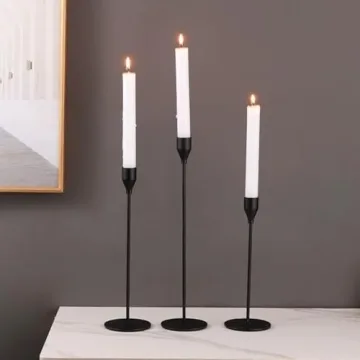 Stunning Matte Black Candlestick Holders - Denique 6 PCS Set