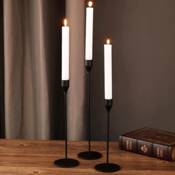Stunning Matte Black Candlestick Holders - Denique 6 PCS Set