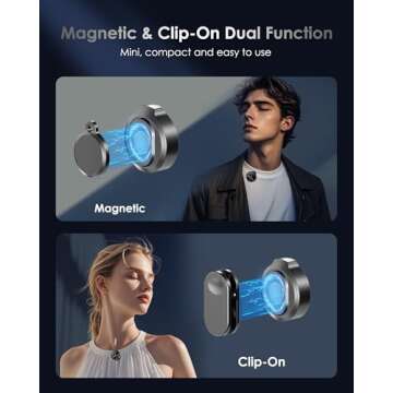 Wireless Lavalier Microphone for iPhone/Android, Lapel Mics with USB-C Plug-Play, Mini Mic with 2.4G...