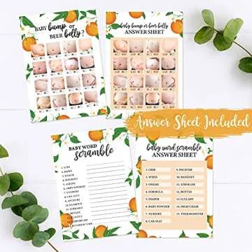 Sinasasspel Baby Shower Games for 50 Guests Set