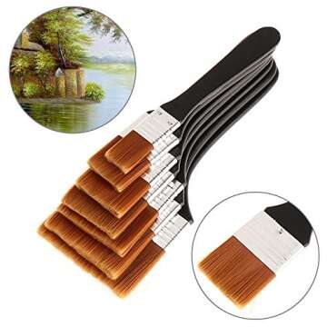 ARRIVEOK 7Pcs Flat Head Paint Brush,Art Paintbrush Sets,Long Handle Cleaning Brushes for Applying Gouache Acrylic Painting,Oil Paint,Watercolor,Wood,Wall,Furniture-Brush Cleaner,Assorted Sizes