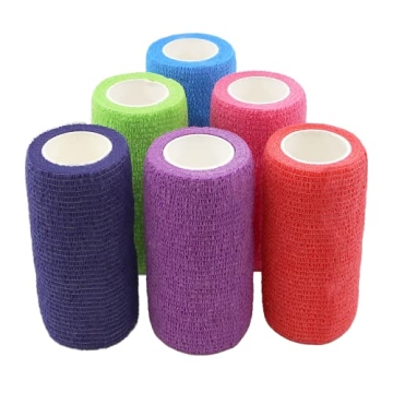 Ever Ready First Aid Self Adherent Cohesive Bandages 4" x 5 Yards - 12 Count, Rainbow Colors