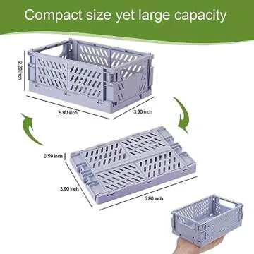HUUSMOT 6-Pack Small Pastel Plastic Storage Baskets, Collapsible Crates for Organizing, Space-Saving Mini Bins for Classroom, Kitchen, Office, Bedroom (5.8" x 3.8" x 2.2")
