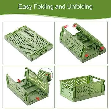 HUUSMOT 6-Pack Small Pastel Plastic Storage Baskets, Collapsible Crates for Organizing, Space-Saving Mini Bins for Classroom, Kitchen, Office, Bedroom (5.8" x 3.8" x 2.2")