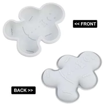 DOITOOL Silicone Cake Molds 2pcs Christmas Gingerbread Man Molds Christmas Silicone Mold Candy Molds Trays for Christmas Baking Gingerbread Cake Muffin Cookie Making Chocolates Silcone Molds