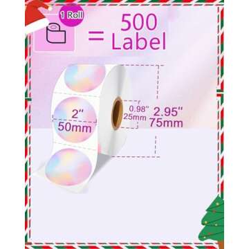 WONLABEL 2 inch Round Thermal Label, Multipurpose Circle Thermal Sticker Labels for Business and Hom...