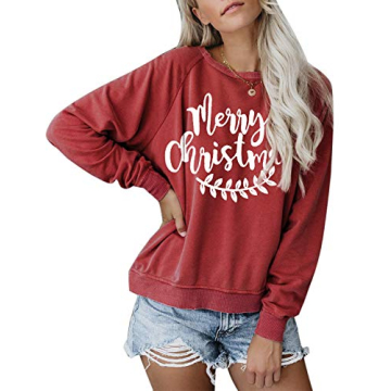 Blooming Jelly Womens Crewneck Sweatshirt Long Sleeve Raglan Letter Print Terry Casual Cute Pullover Top…