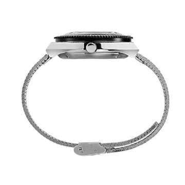 Timex Men's M79 Automatic 40mm Watch – Silver-Tone Case Black Dial Blue/Black Top Ring with Stainless Steel Bracelet