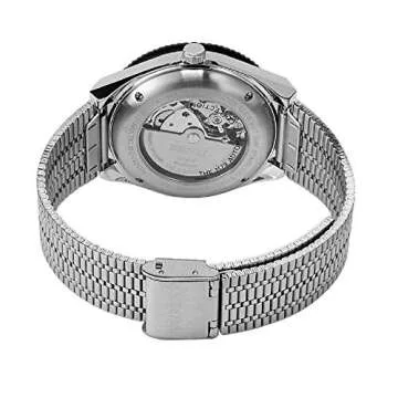 Timex Men's M79 Automatic 40mm Watch – Silver-Tone Case Black Dial Blue/Black Top Ring with Stainless Steel Bracelet