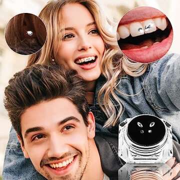 4 Pieces Tooth Gem, Tooth Shine Jewelry Rhinestones, DIY Fashionable Tooth Ornaments Artificial Crystal Tooth Decor for Reflective Teeth Ornament(White)