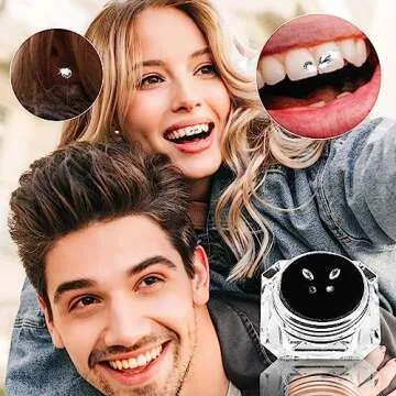 4 Pieces Tooth Gem, Tooth Shine Jewelry Rhinestones, DIY Fashionable Tooth Ornaments Artificial Crystal Tooth Decor for Reflective Teeth Ornament(White)