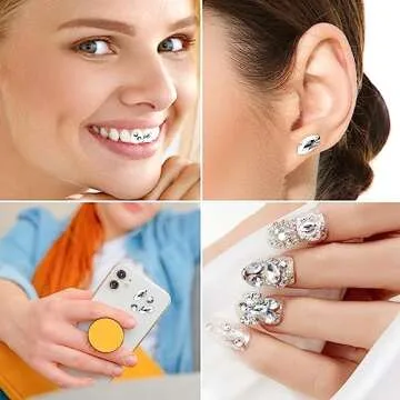 4 Pieces Tooth Gem, Tooth Shine Jewelry Rhinestones, DIY Fashionable Tooth Ornaments Artificial Crystal Tooth Decor for Reflective Teeth Ornament(White)