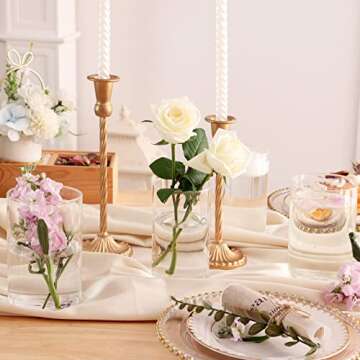 CUCUMl 16pcs Glass Cylinder Vases Set, 6 Inch Clear Flowers Vases for Centerpieces, Hurricane Vases Floating Candle Holders for Home Table Decor Wedding Decorations, 2 Diameters