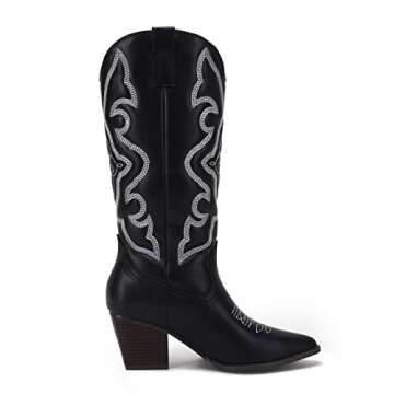 Stylish VETASTE Embroidered Cowboy Boots for Women