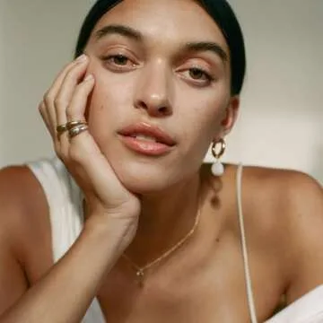 NOKMIT Chunky Dome Rings for Women Dainty 14K Gold Silver Tone Cute Bold Dome Statement Ring Thick Minimalist Thumb Band High Polished Smooth Comfort Fit (Thin Gold & Silver, 5)