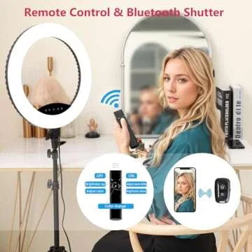 EOTO LIGHT 19 inch LED Ring Light with Tripod Stand, Ring Light with Touch Panel for Makeup Studio Portrait YouTube Vlog Video Shooting with Remote Controller, CRI>97