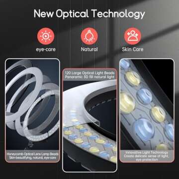 EOTO LIGHT 19 inch LED Ring Light with Tripod Stand, Ring Light with Touch Panel for Makeup Studio Portrait YouTube Vlog Video Shooting with Remote Controller, CRI>97