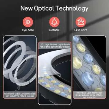 EOTO LIGHT 19 inch LED Ring Light with Tripod Stand, Ring Light with Touch Panel for Makeup Studio Portrait YouTube Vlog Video Shooting with Remote Controller, CRI>97