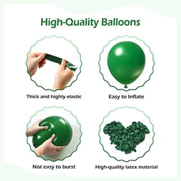 FOTIOMRG 110pcs Dark Green Balloon Garland Arch Kit, 18 12 10 5 inch Dark Green Latex Balloons Different Sizes Pack for Birthday Graduation Baby Shower Jungle Christmas Party Decorations