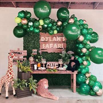 FOTIOMRG 110pcs Dark Green Balloon Garland Arch Kit, 18 12 10 5 inch Dark Green Latex Balloons Different Sizes Pack for Birthday Graduation Baby Shower Jungle Christmas Party Decorations