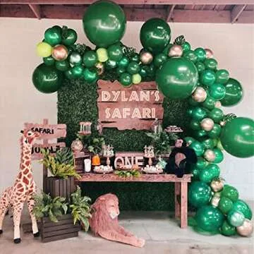 FOTIOMRG 110pcs Dark Green Balloon Garland Arch Kit, 18 12 10 5 inch Dark Green Latex Balloons Different Sizes Pack for Birthday Graduation Baby Shower Jungle Christmas Party Decorations