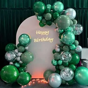 FOTIOMRG 110pcs Dark Green Balloon Garland Arch Kit, 18 12 10 5 inch Dark Green Latex Balloons Different Sizes Pack for Birthday Graduation Baby Shower Jungle Christmas Party Decorations