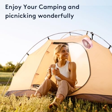 BURLAN Cordless Desk Fan - Quiet, Portable, LED Light